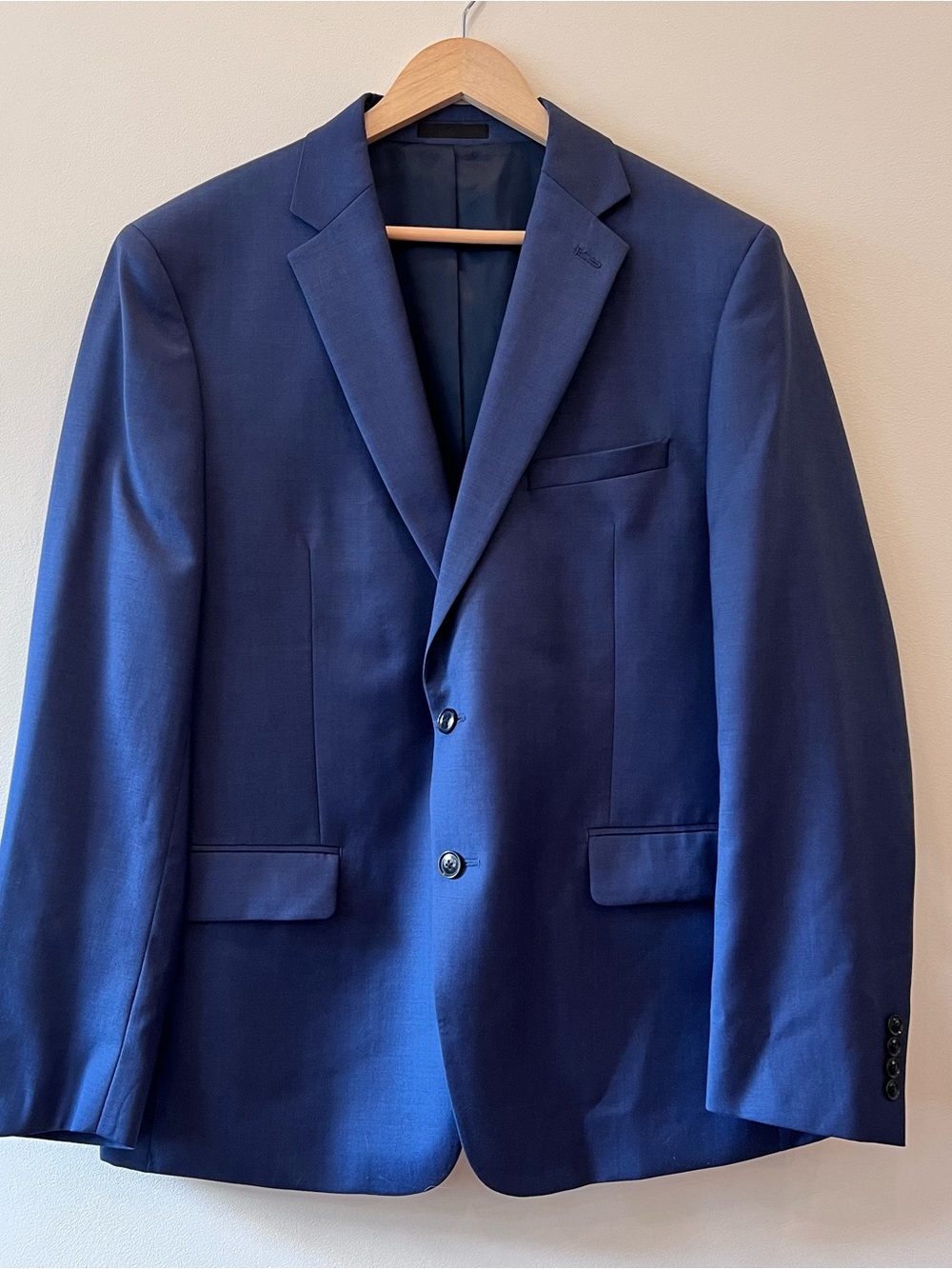 Blue Two-Button Calvin Klein Men’s Wool Suit Jacket Slim Fit 46R EUC